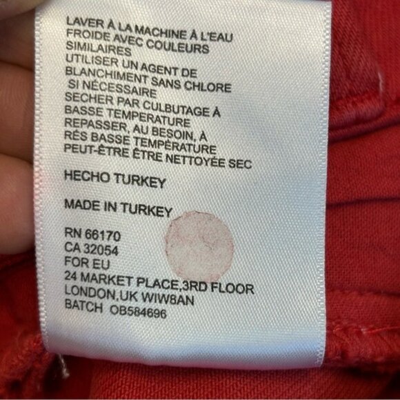 Anthropologie Pilcro and the Letterpress Coral Red Script Faded Crop Raw Hem 30 - Picture 11 of 16